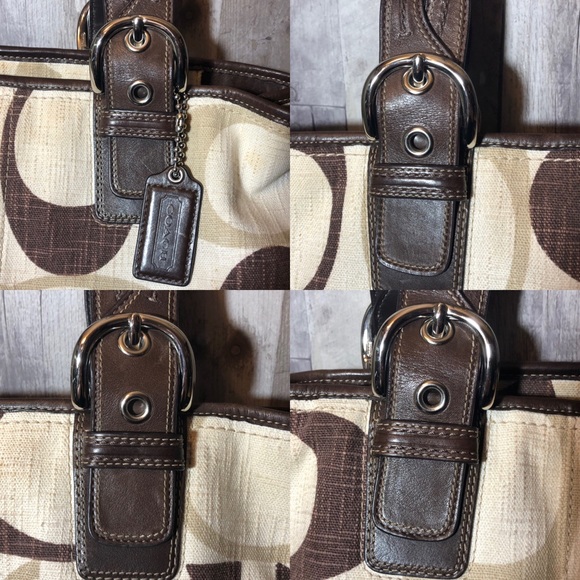 COACH tonal chocolate signature zip satchel without the dust bag. - Picture 3 of 7